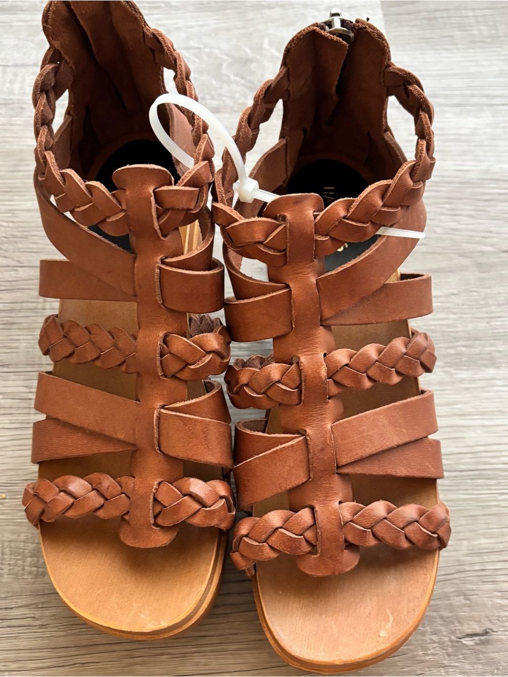 Swedish Hasbeens Gladiator Clogs, distinctive design braided Straps Brown 37